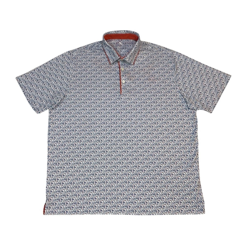 Puma Men's CLOUDSPUN Branch Golf Polo Shirt XL White Blue Red 529843-01